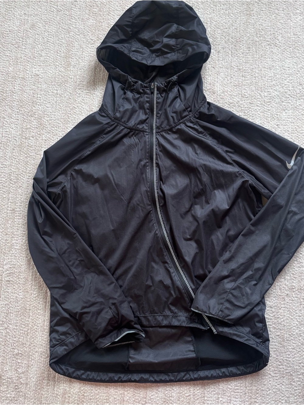 Nike Shield Running Fly Away Black Hooded Windbreaker Jacket for Men